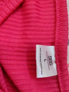 Ribbed Hot Pink Tank Top With Ruched Sides