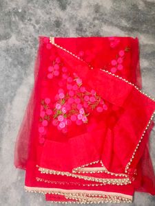 Red Embroidered Dupatta