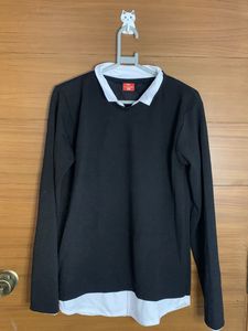 Stylish Black Sweatshirt With Collar