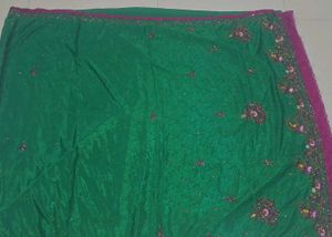 Green Embellished Saree