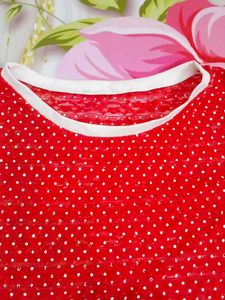 (481)Red Polka Dot Ringer Tee