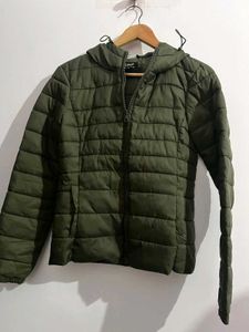 Only olive green Puffer hooded jacket