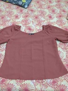 Brown Puff Sleeve Top
