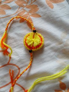 Handmade Rakhi - Yellow &amp; Orange