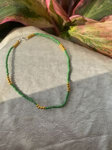 Green And Golden Combination Of Small Beads Mala