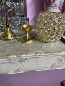 Crystal Brass Diya (New) Not Use
