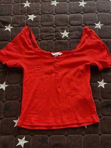 Red Button-Up Top