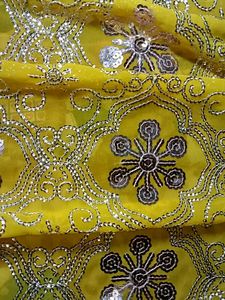 Sequined Yellow Saree