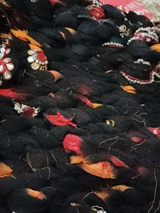 Unique Black &amp; Orange Embellished Textile