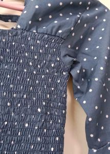 Polka Dot Smocked Crop Top
