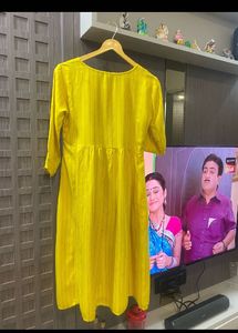 Yellow Embroidered Kurti