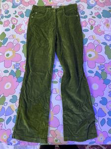 Green Corduroy Flared Pants