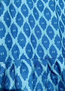 A Line Blue Printed Cotton Dress