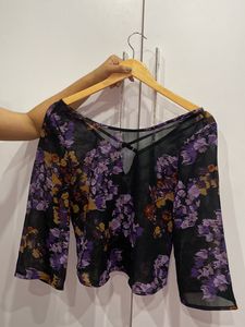 Black Georgette Floral Top