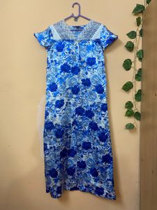 Blue Floral Print Nightgown