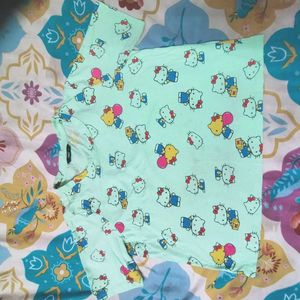 Cute T-shirt For Women Kitty Print Tee Pattern