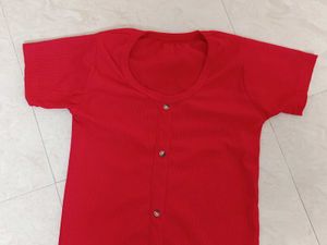 Red Crop Top With Buttons