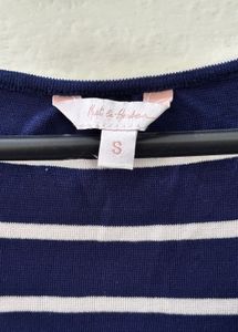 Navy Blue Striped Crop Top