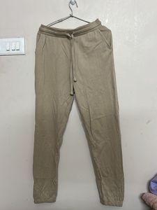 Casual Beige Drawstring Pants