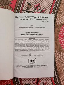 BEGC-107 British Poetry And Drama (17th- 18th cent
