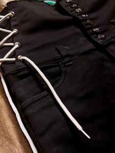 Women High Waisted Skinny Jeans (Black)