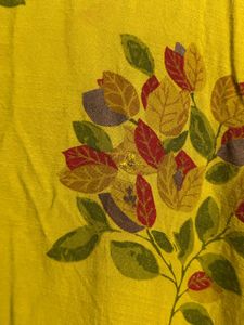 Mustard Floral Cotton Kurti