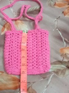 Pink crochet Handbag With Zip