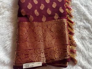 Elegant Maroon Banarasi Saree