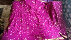 Purple Saree With Copper Work And Border