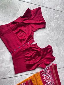 Maroon Readymade Saree Blouse