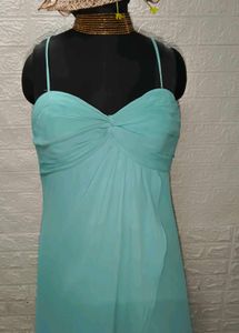 Turquoise spaghetti Strap Gown