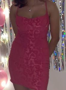 SOLD Urbanic Pink Lace Up Textured Mini Dres