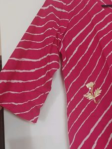 Pop-of-Pink Cotton-Blend Kurta – Effortless Elegan