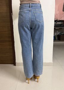 Blue High Waist Boyfriend Fit Jeans