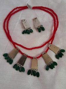 Emerald Green Silver Plated Jewelry Set