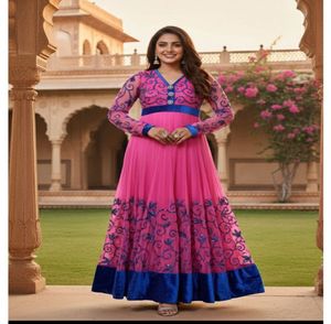 Elegant Pink Ethnic Gown new wdt tag