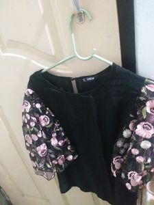 Shein Embroidered Sleeve Top