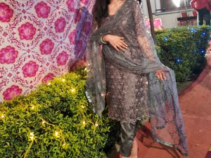 Ethnic Suit Set Grey Sequin
