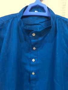Men&#39;s blue kurta with khaki pant from blackberrys