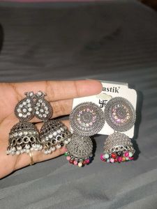 Silver Jhumka Earrings