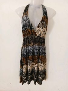 Patterned Halter Dress