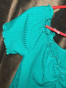 Cute Green Ruffle Top