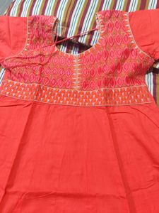 Coral Embroidered Dress - Beautiful Kurti