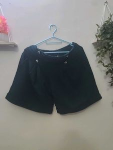 Stylish Black Shorts with Button Detail