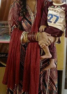 Maroon Anarkali Set