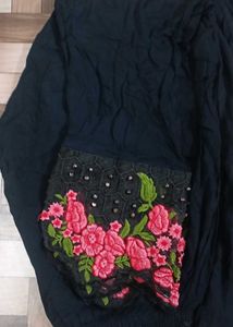 Black Kurti with Pink Embroidery