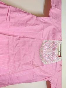 Pink Elegant Kurta With Lace, Sequin &amp; Thread Work