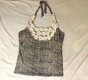 Beautiful Leopard Floral Halter Top