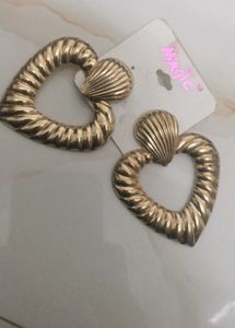 Gold Heart Statement Earrings