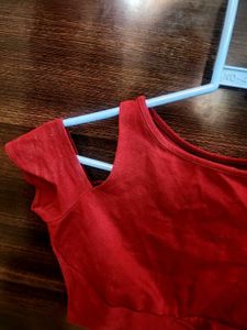 Cute Red Cut Out Top